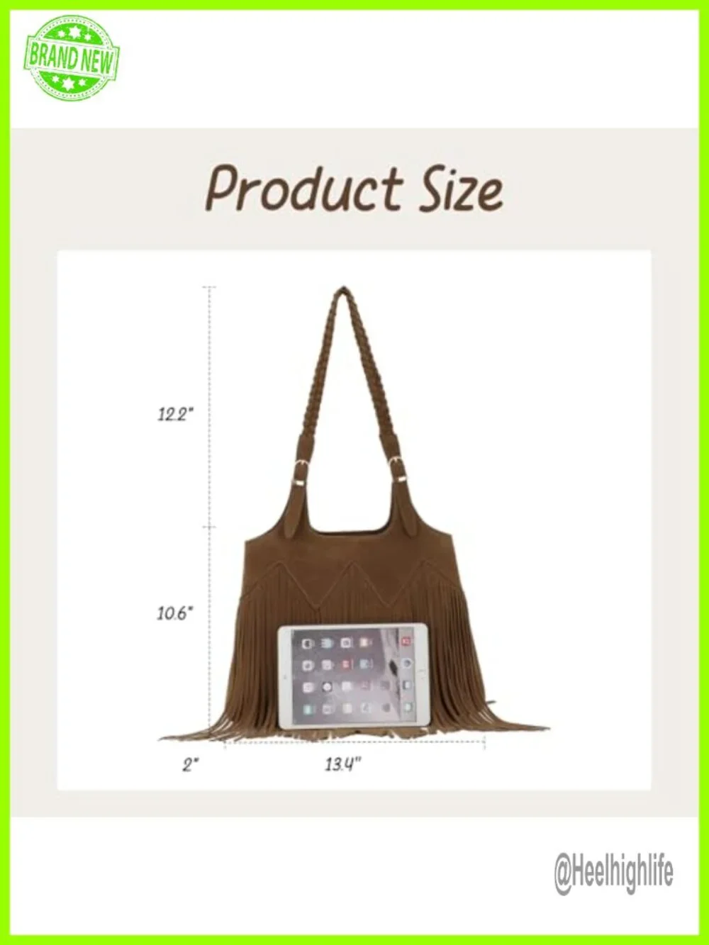 Vegan Faux Suede Leather Fringe Tassel Woven Hobo Shoulder Bag